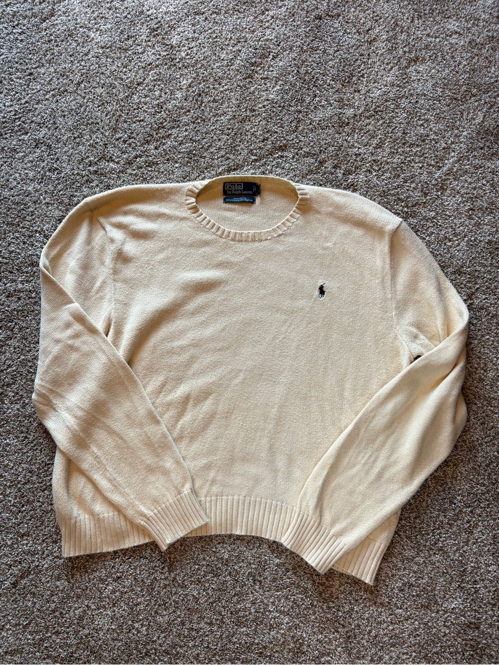 Ralph Lauren Cream Crewneck Sweater with Polo Pony